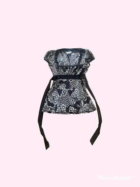 Brown and White Vintage Babydoll Top